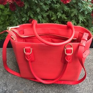 Dagne Dover mini-tote-orangish red; 15 in. width